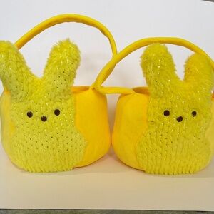 Pair of Sparkly Yellow Peep Bunny Easter Baskets